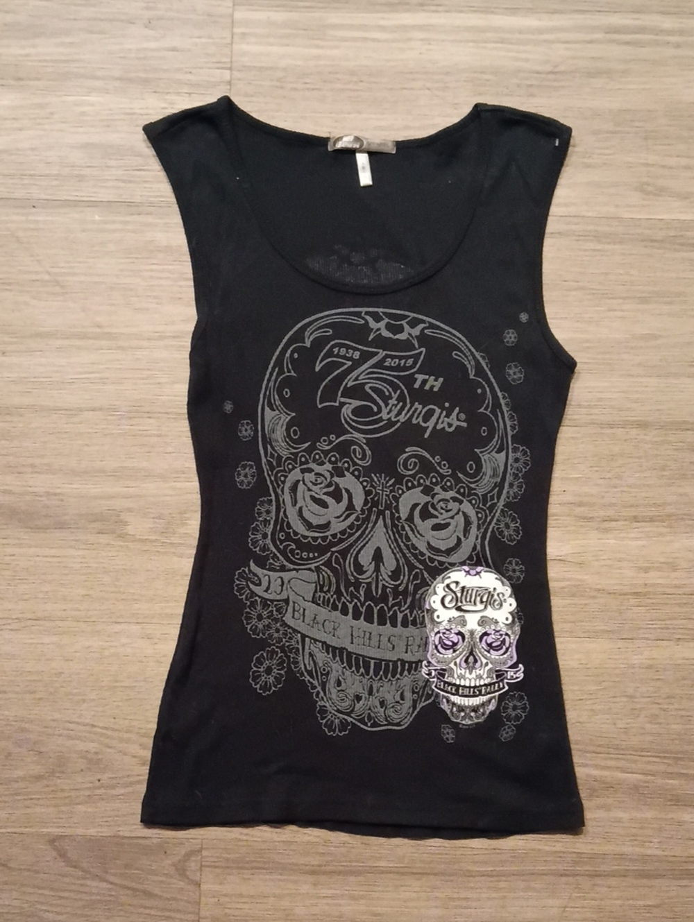 Black Sleeveless Graphic Skull Tank Top - Sturgis Inspired